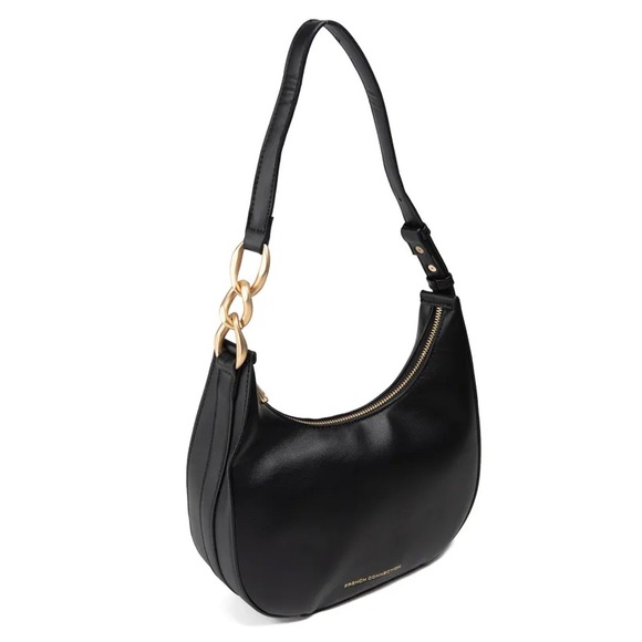 French Connection Handbags - Adjustable Black Shoulder Bag with Gold Hardware